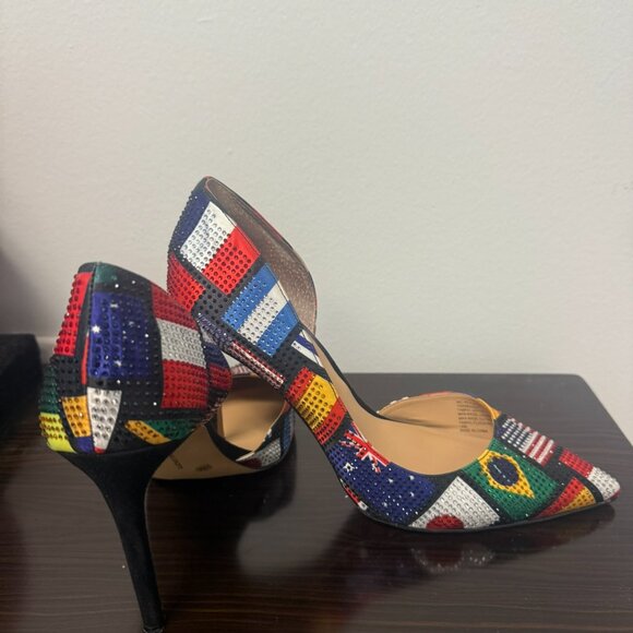 I N C International Flag Inspired World Cup Rhinestone D'Orsay Pumps Heels - Picture 6 of 9